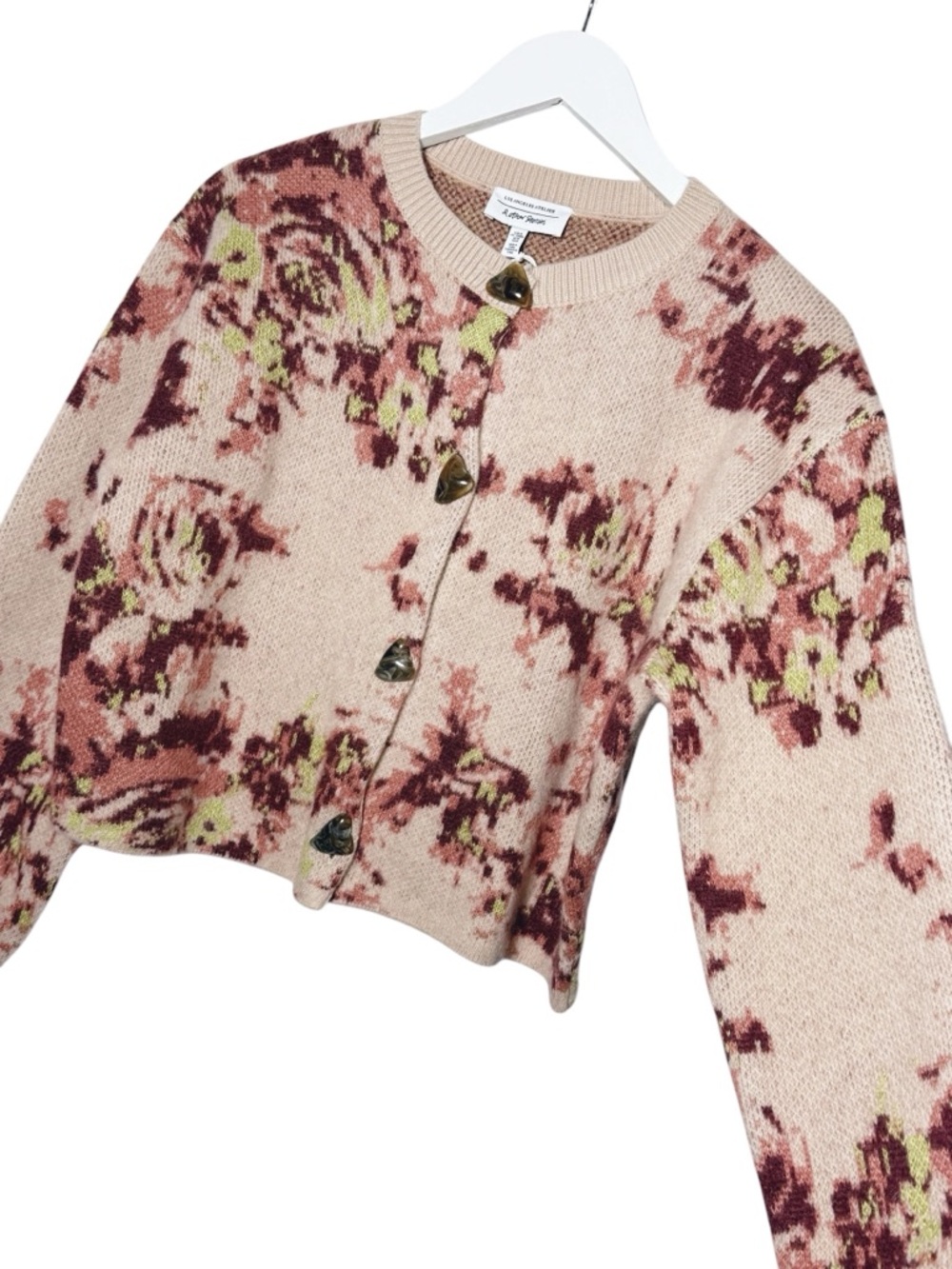 & Other Stories Floral Jacquard Cardigan NWT Size Medium Mohair Wool Knit - Picture 4 of 8